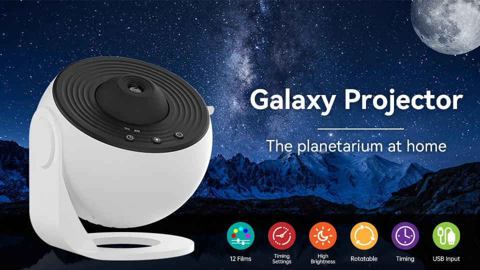 Galaxy Star Projector Night Light – 360° Rotating Planetarium Lamp for Kids & Bedroom Decor