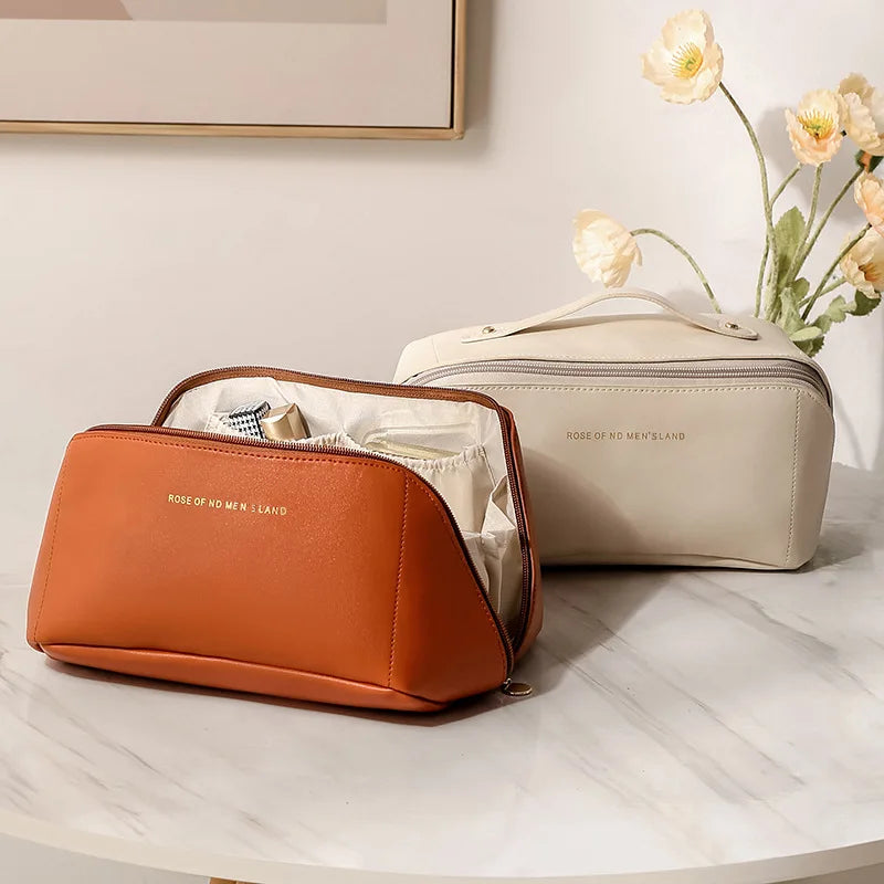 Large Capacity Portable Makeup Bag for Women | Travel Cosmetic & Toiletry Shell Pillow Pouch
