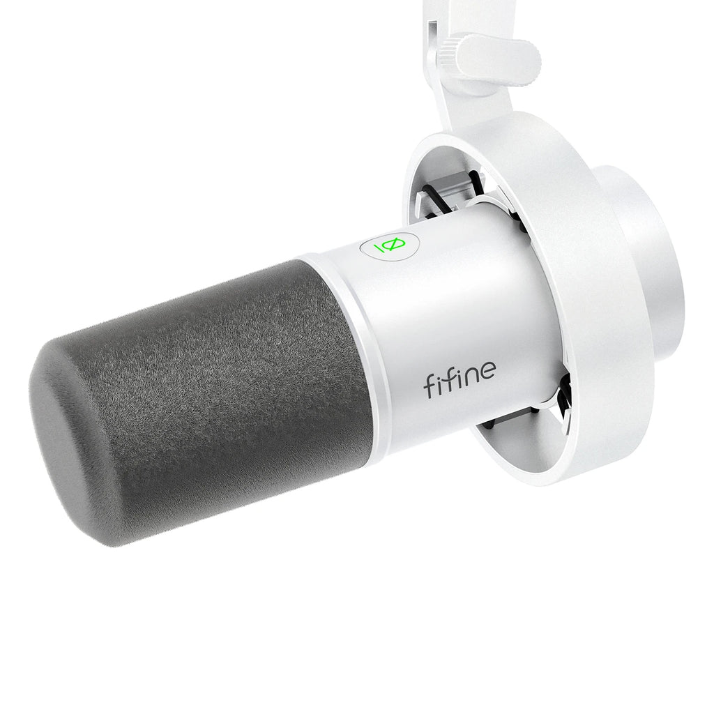 FIFINE K688W Dynamic Microphone – USB/XLR Combo, Gain Knob, Touch-Mute, Headphone Jack
