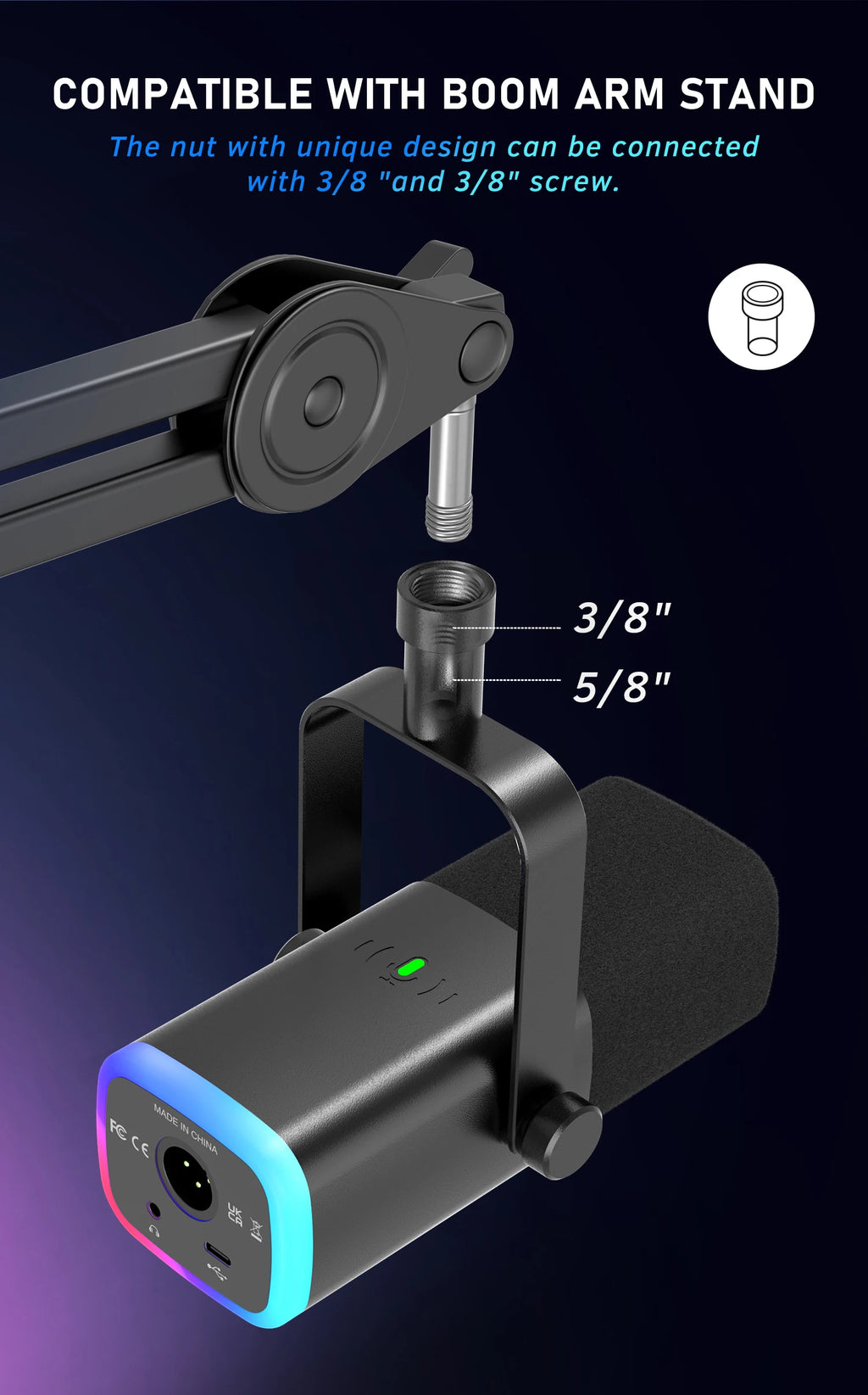 FIFINE AM8 USB/XLR Dynamic Gaming Microphone with Touch Mute, Headphone Jack, and I/O Controls – Compatible with PC, PS5/PS4 Mixer