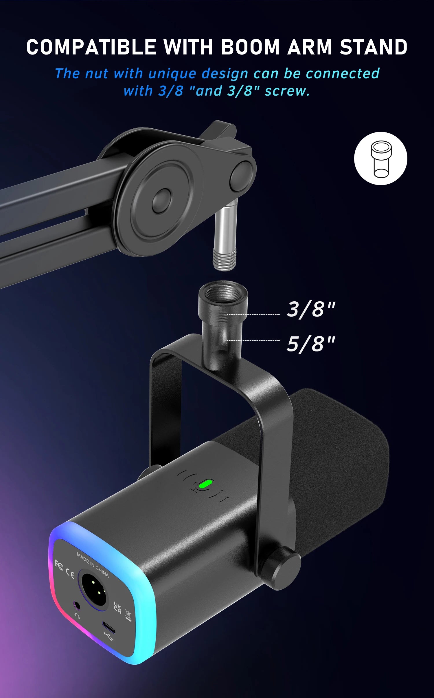FIFINE AM8 USB/XLR Dynamic Gaming Microphone with Touch Mute, Headphone Jack, and I/O Controls – Compatible with PC, PS5/PS4 Mixer