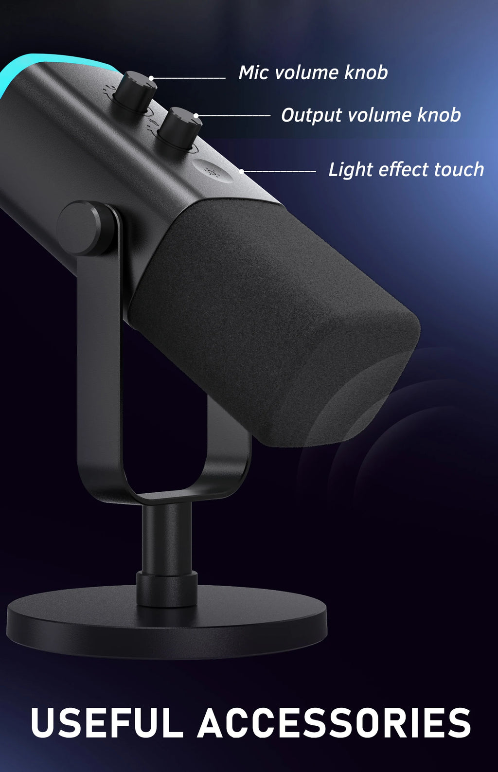 FIFINE AM8 USB/XLR Dynamic Gaming Microphone with Touch Mute, Headphone Jack, and I/O Controls – Compatible with PC, PS5/PS4 Mixer