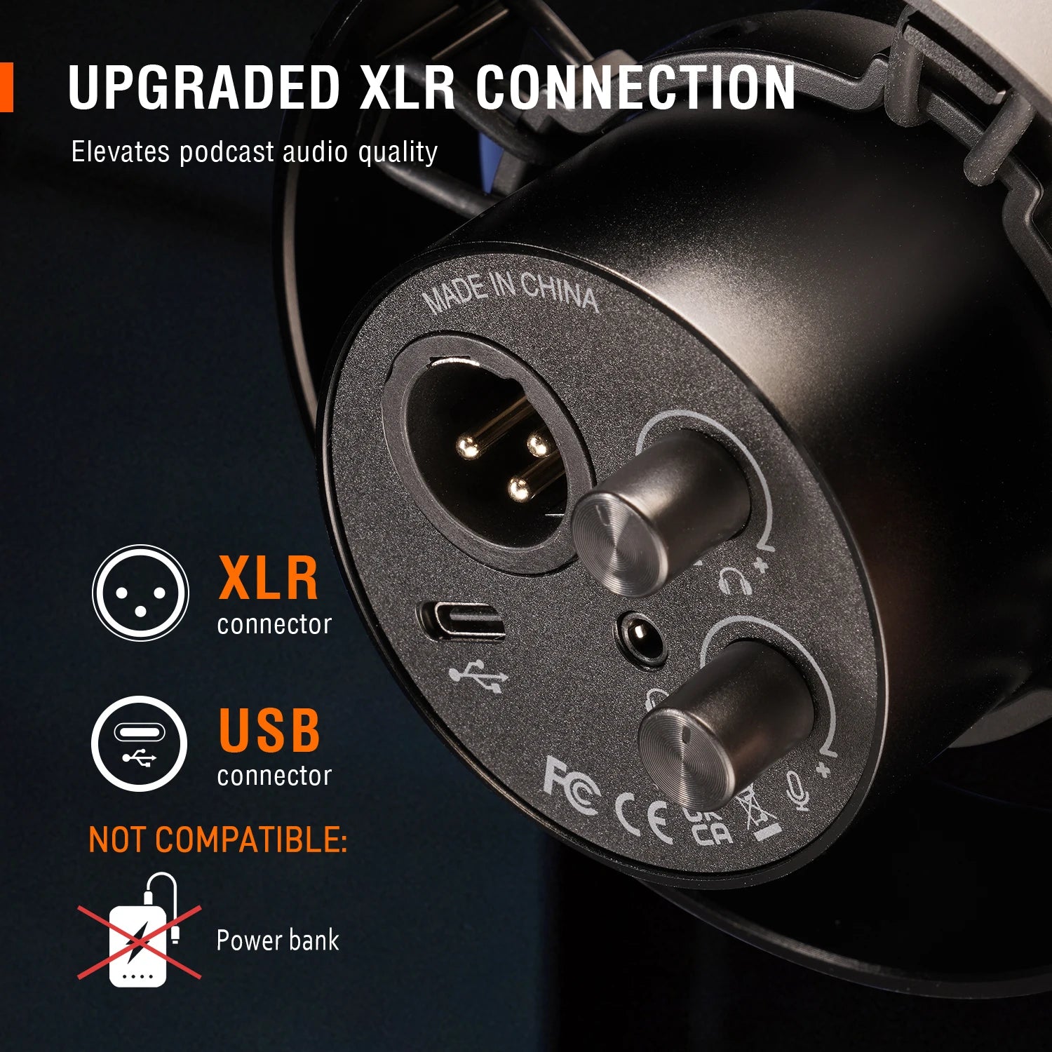 FIFINE K688W Dynamic Microphone – USB/XLR Combo, Gain Knob, Touch-Mute, Headphone Jack