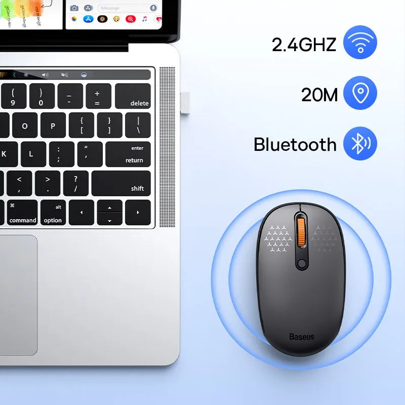 Baseus F01B Wireless Bluetooth5.0/2.4G/1600DPI Silent Click Mouse