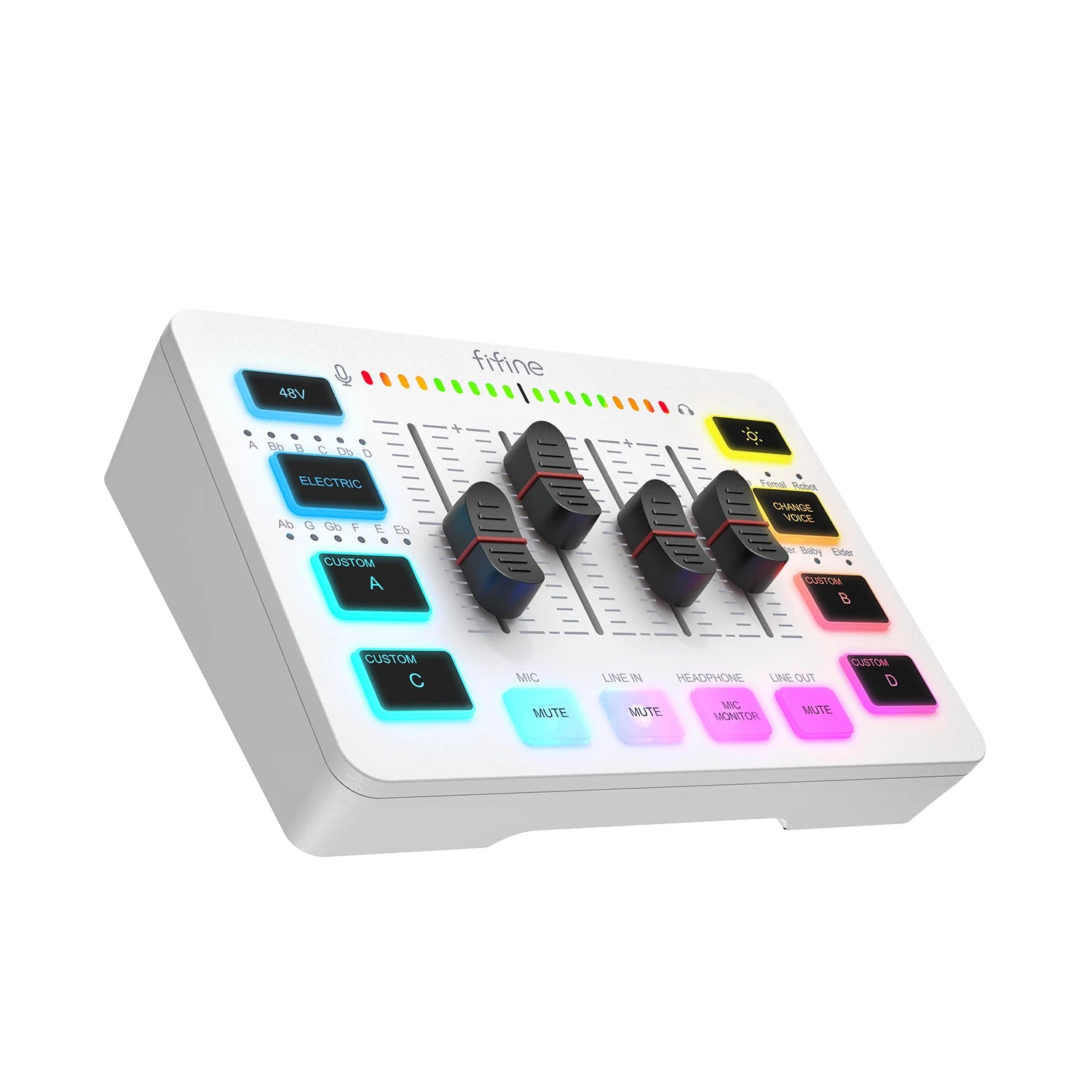 FIFINE AmpliGame SC3 4-Channel RGB Audio Mixer for Streaming & Gaming – XLR Mic Interface, Voice Mixing, Podcast Compatible