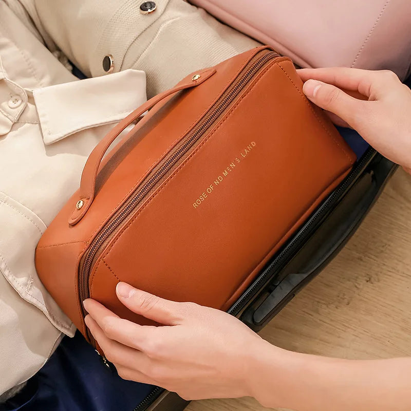 Large Capacity Portable Makeup Bag for Women | Travel Cosmetic & Toiletry Shell Pillow Pouch