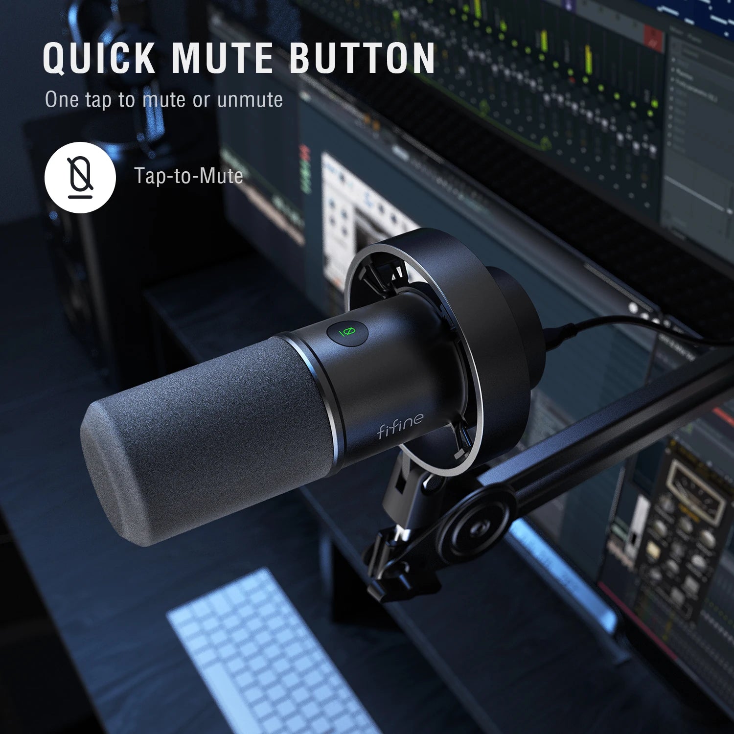FIFINE K688W Dynamic Microphone – USB/XLR Combo, Gain Knob, Touch-Mute, Headphone Jack