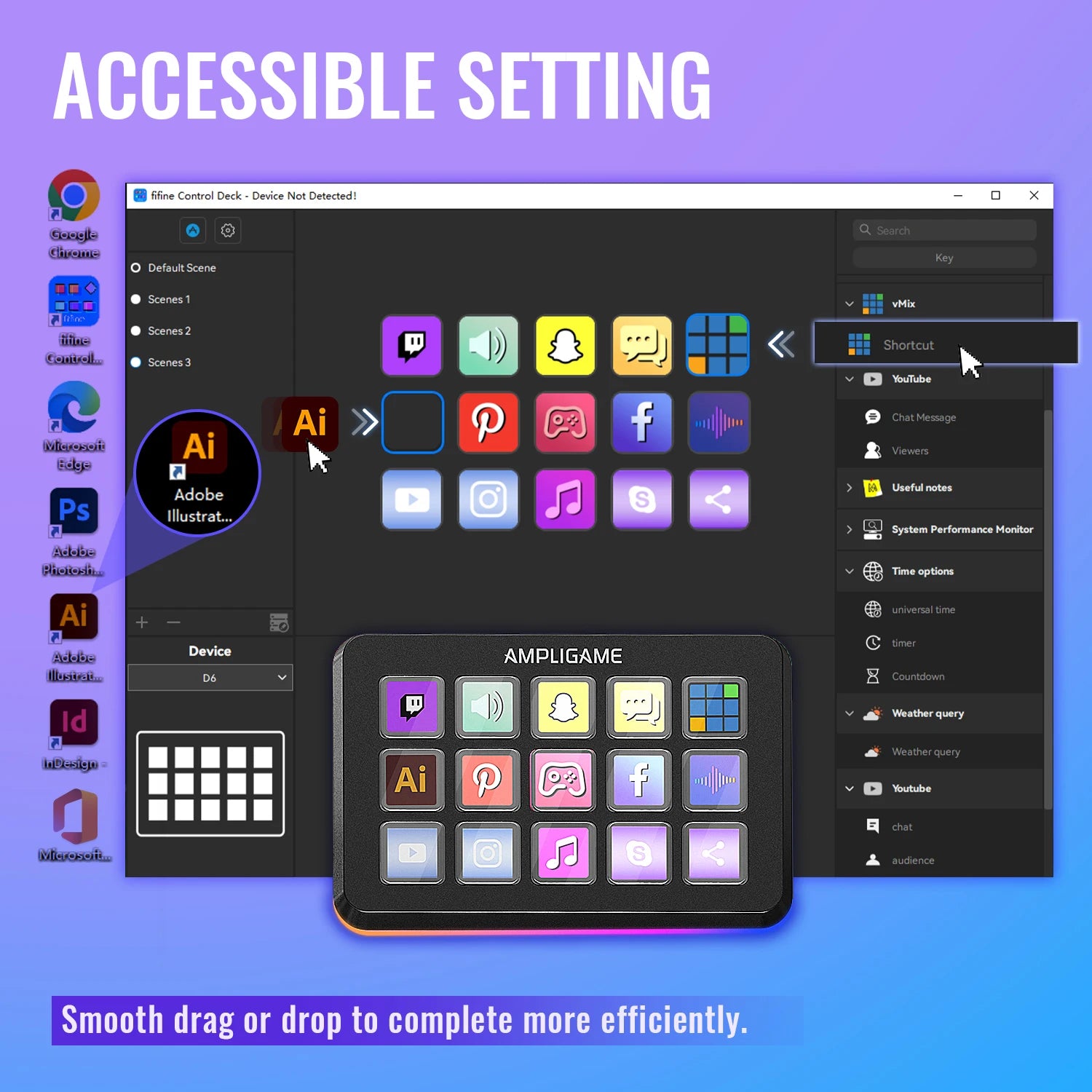 FIFINE D6 Mini Macro Keyboard – 15 Programmable Keys for OBS, Twitch, YouTube, VK | App-Controlled Trigger Actions