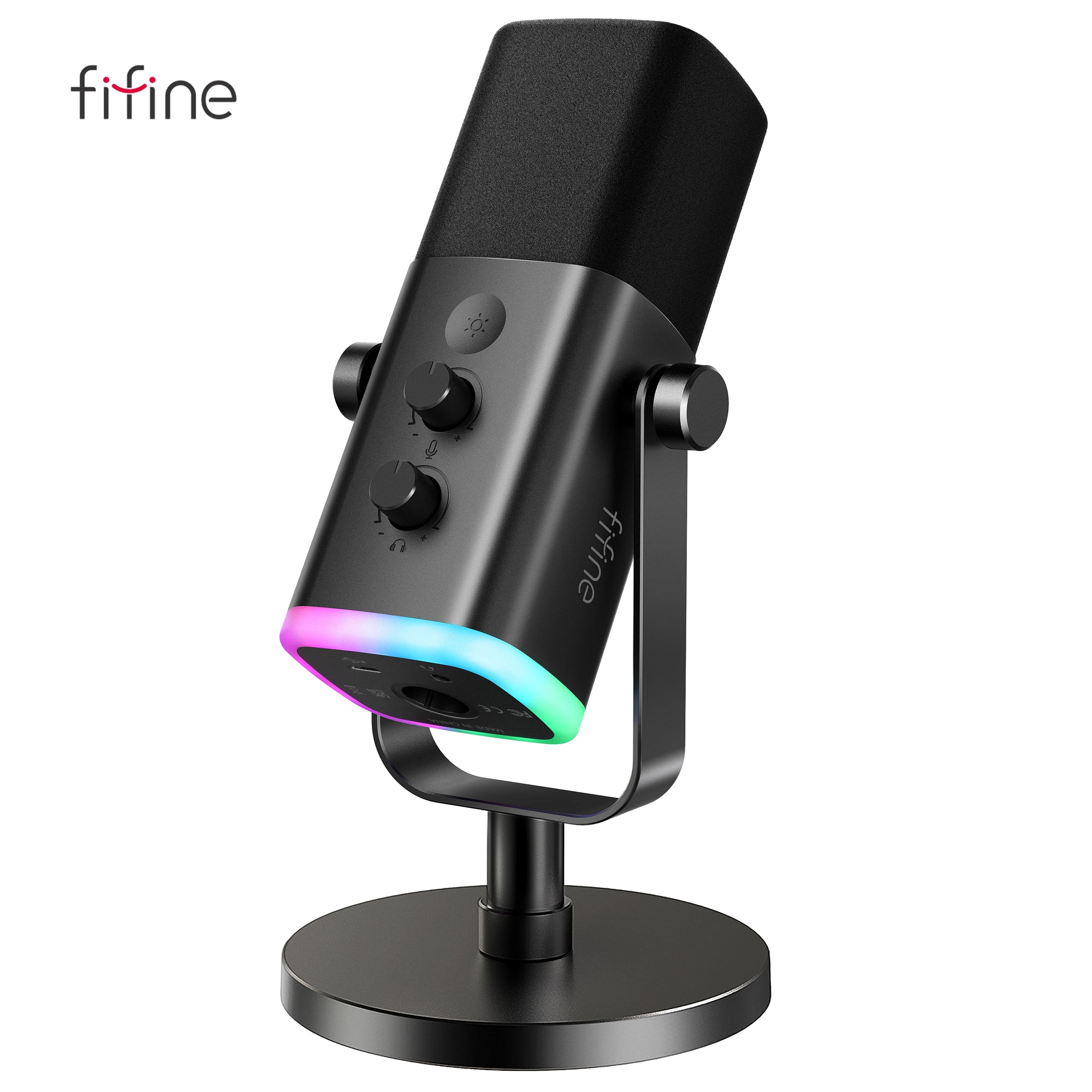 FIFINE AM8 USB/XLR Dynamic Gaming Microphone with Touch Mute, Headphone Jack, and I/O Controls – Compatible with PC, PS5/PS4 Mixer