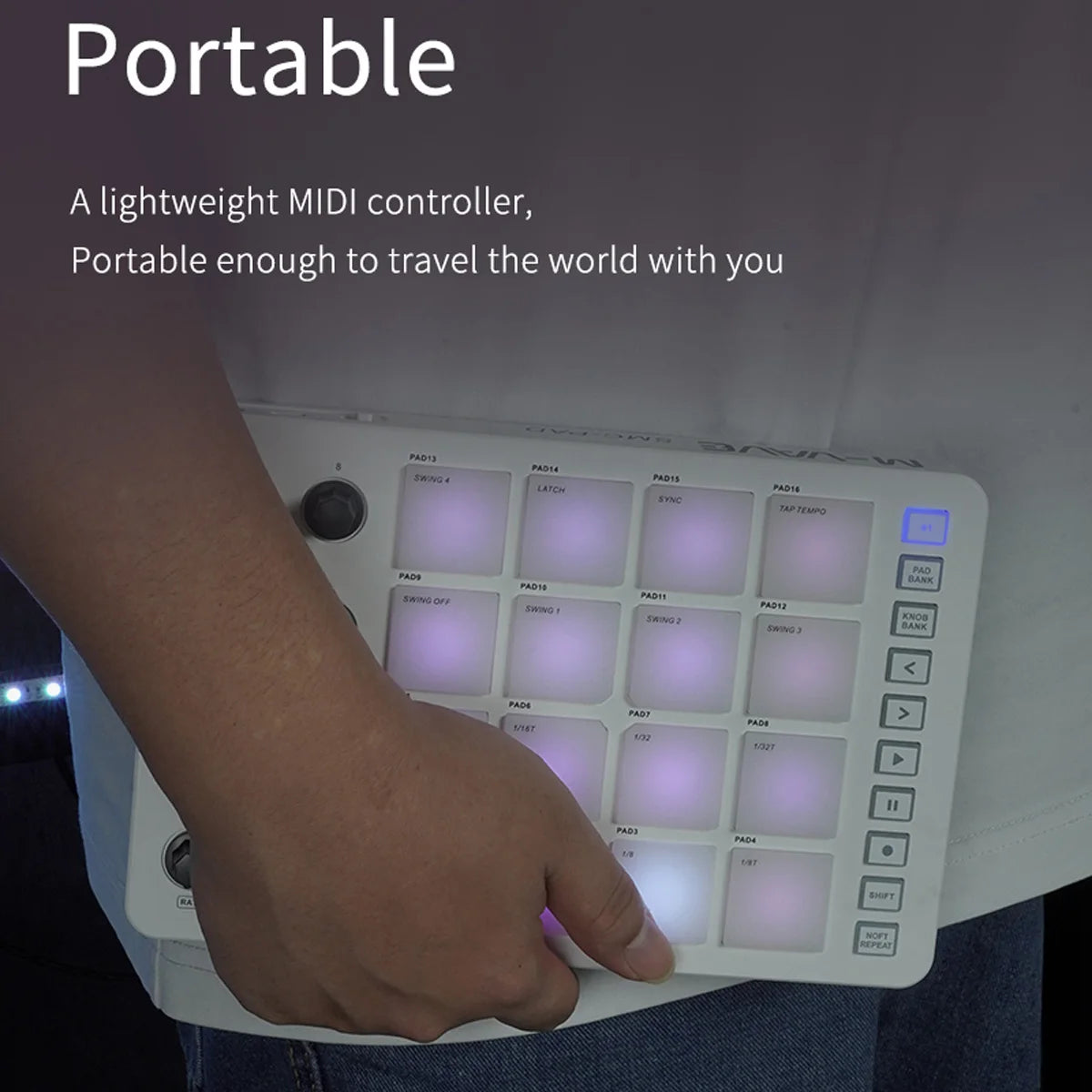 M-VAVE SMC-PAD Wireless MIDI Controller Suitable Percussion Keyboard USB-C Interface Portable Design Small MIDI Pad