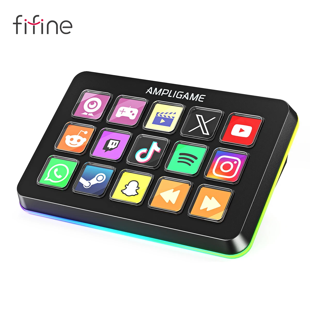 FIFINE D6 Mini Macro Keyboard – 15 Programmable Keys for OBS, Twitch, YouTube, VK | App-Controlled Trigger Actions