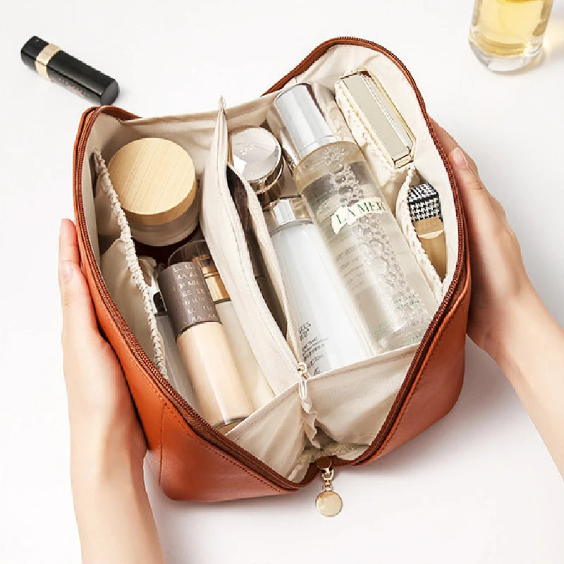 Large Capacity Portable Makeup Bag for Women | Travel Cosmetic & Toiletry Shell Pillow Pouch