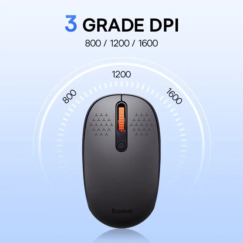 Baseus F01B Wireless Bluetooth5.0/2.4G/1600DPI Silent Click Mouse