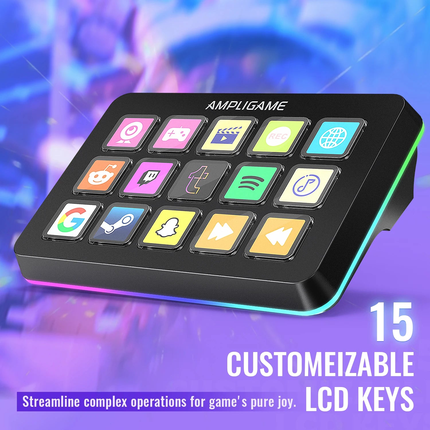 FIFINE D6 Mini Macro Keyboard – 15 Programmable Keys for OBS, Twitch, YouTube, VK | App-Controlled Trigger Actions