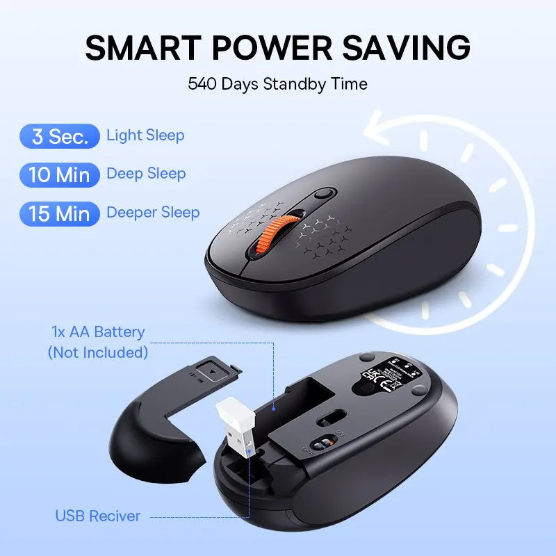 Baseus F01B Wireless Bluetooth5.0/2.4G/1600DPI Silent Click Mouse