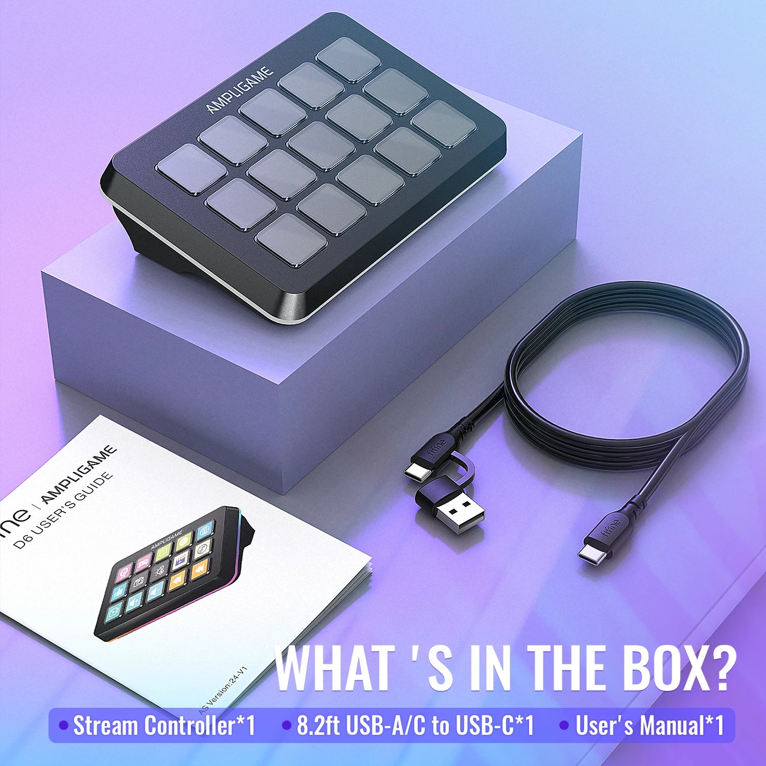 FIFINE D6 Mini Macro Keyboard – 15 Programmable Keys for OBS, Twitch, YouTube, VK | App-Controlled Trigger Actions