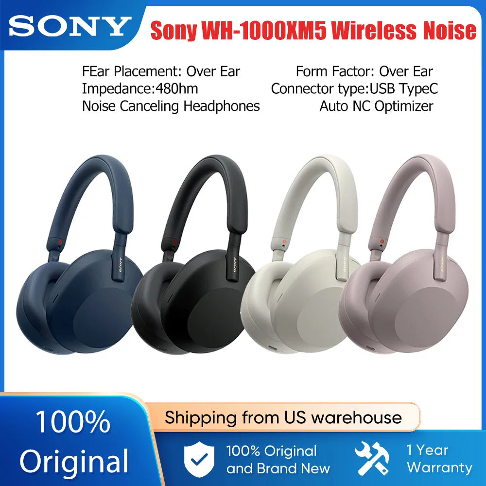 Sony WH-1000XM5 Wireless Noise Canceling Headphones – 30H Battery, V1 Chip, 4 Mics