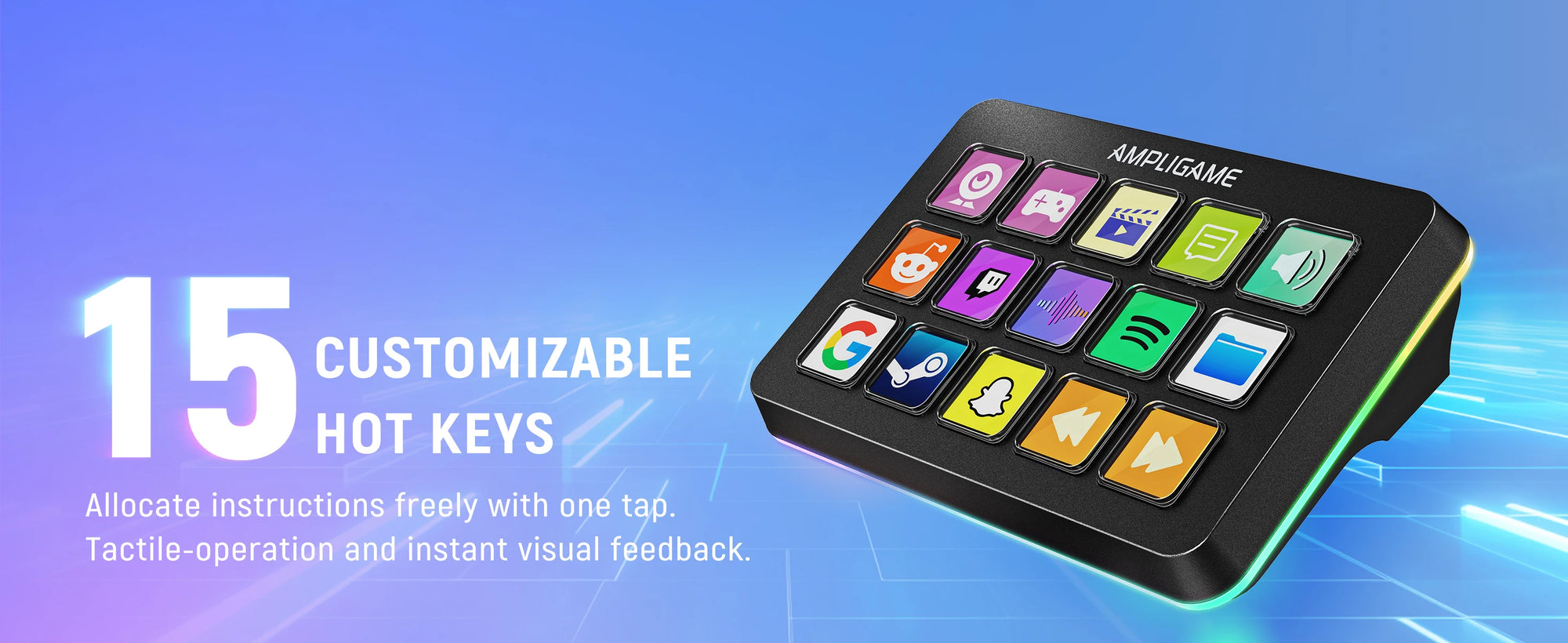 FIFINE D6 Mini Macro Keyboard – 15 Programmable Keys for OBS, Twitch, YouTube, VK | App-Controlled Trigger Actions
