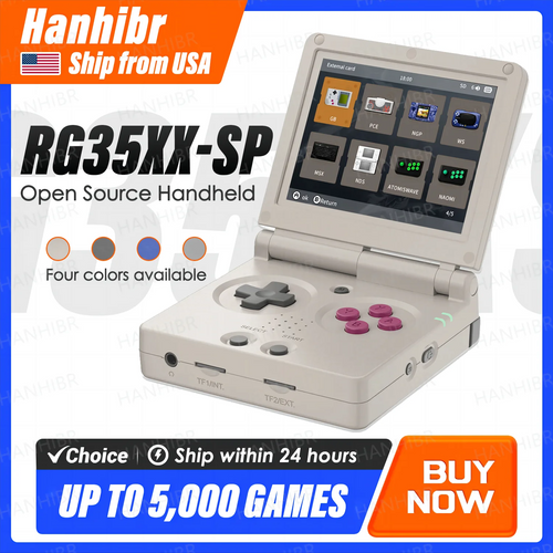 ANBERNIC RG35XXSP Retro Flip Handheld Game Console, Black