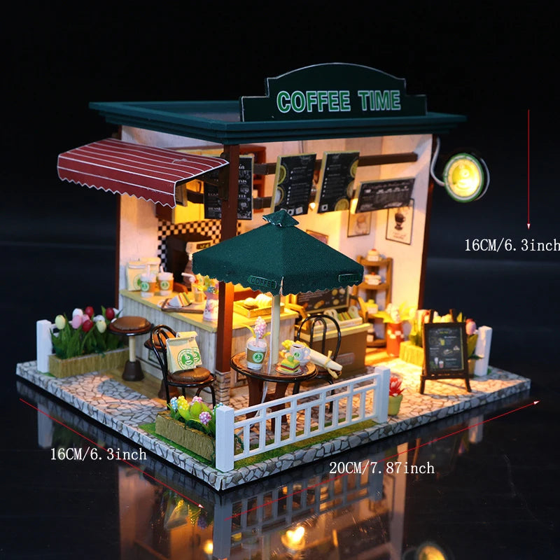 DIY Miniature Sushi Restaurant Kit – Detailed Wooden Dollhouse with LED & Furniture