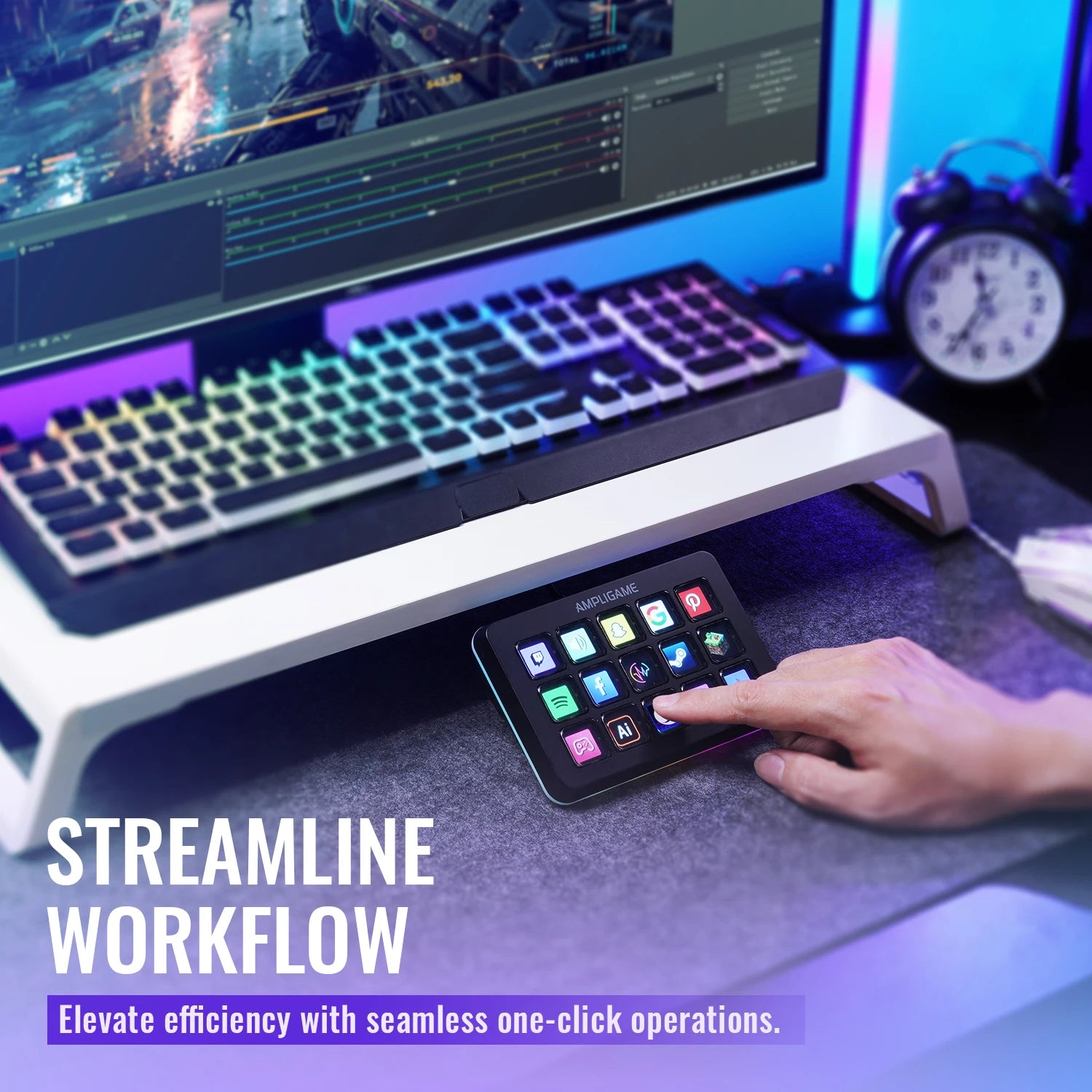 FIFINE D6 Mini Macro Keyboard – 15 Programmable Keys for OBS, Twitch, YouTube, VK | App-Controlled Trigger Actions