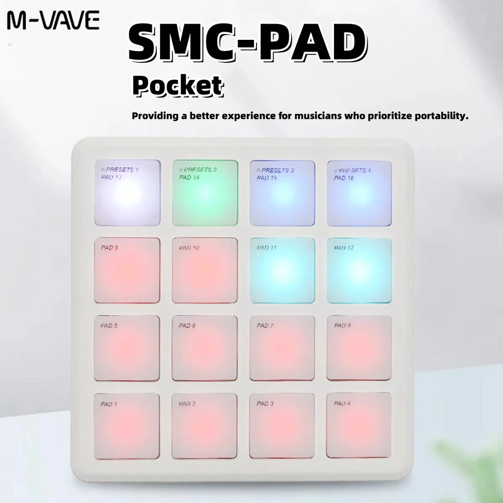 M-VAVE SMC-PAD Wireless MIDI Controller Suitable Percussion Keyboard USB-C Interface Portable Design Small MIDI Pad